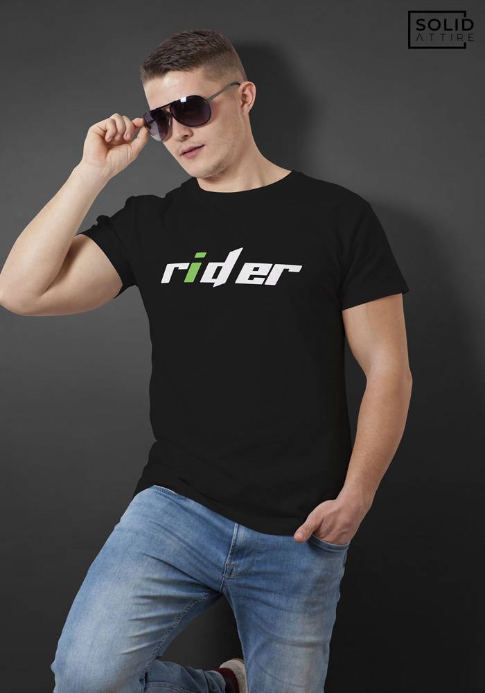 Men's Black Rider Graphic Printed T-shirt