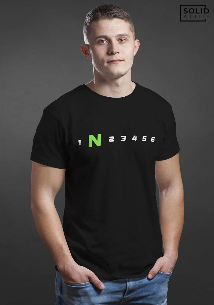 Men's Black 1 N 2 3 4 5 6 Graphic Printed T-shirt