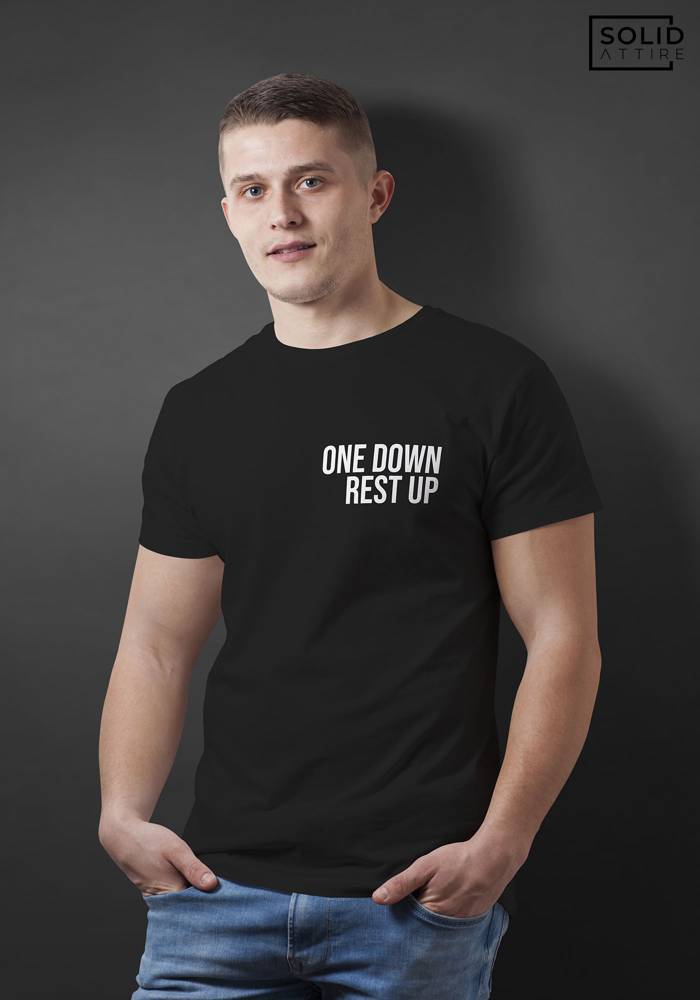 Men's Black One Down Rest Up Graphic Printed T-shirt