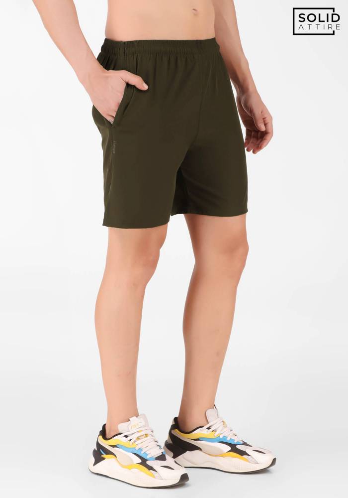 Solid Men's Olive Dri-FIT Shorts