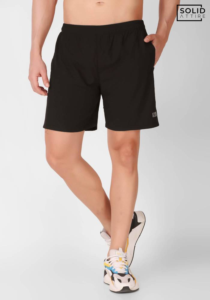 Solid Men's Black Dri-FIT Shorts