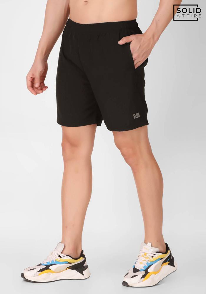 Solid Men's Black Dri-FIT Shorts