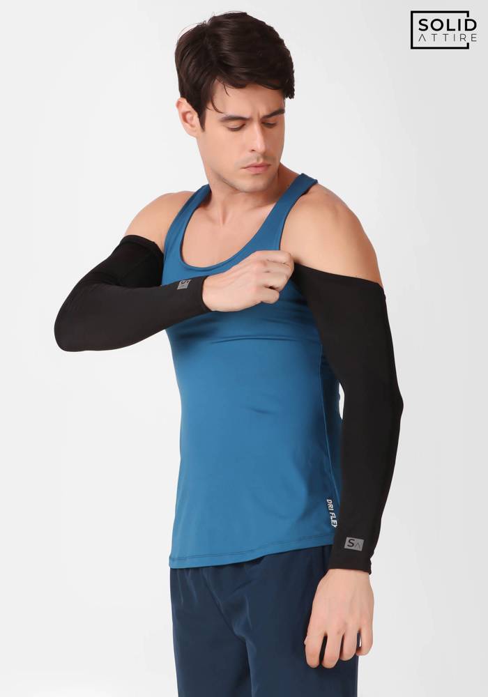 Unisex Solid Black Arm Sleeves