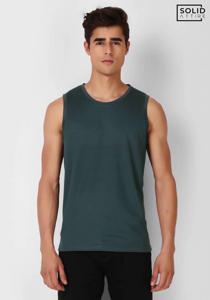 Teal Blue Solid Dri-FIT Tank Top