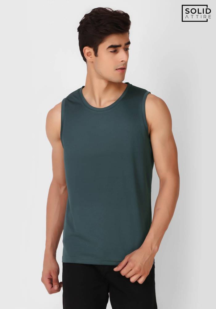 Teal Blue Solid Dri-FIT Tank Top