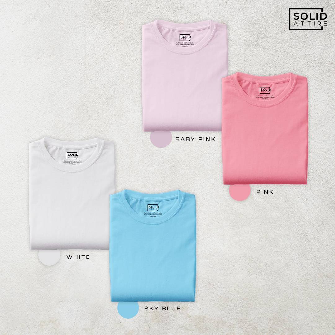 Combo of Baby Pink, Pink, Sky Blue, White T-Shirt: Pack Of Four