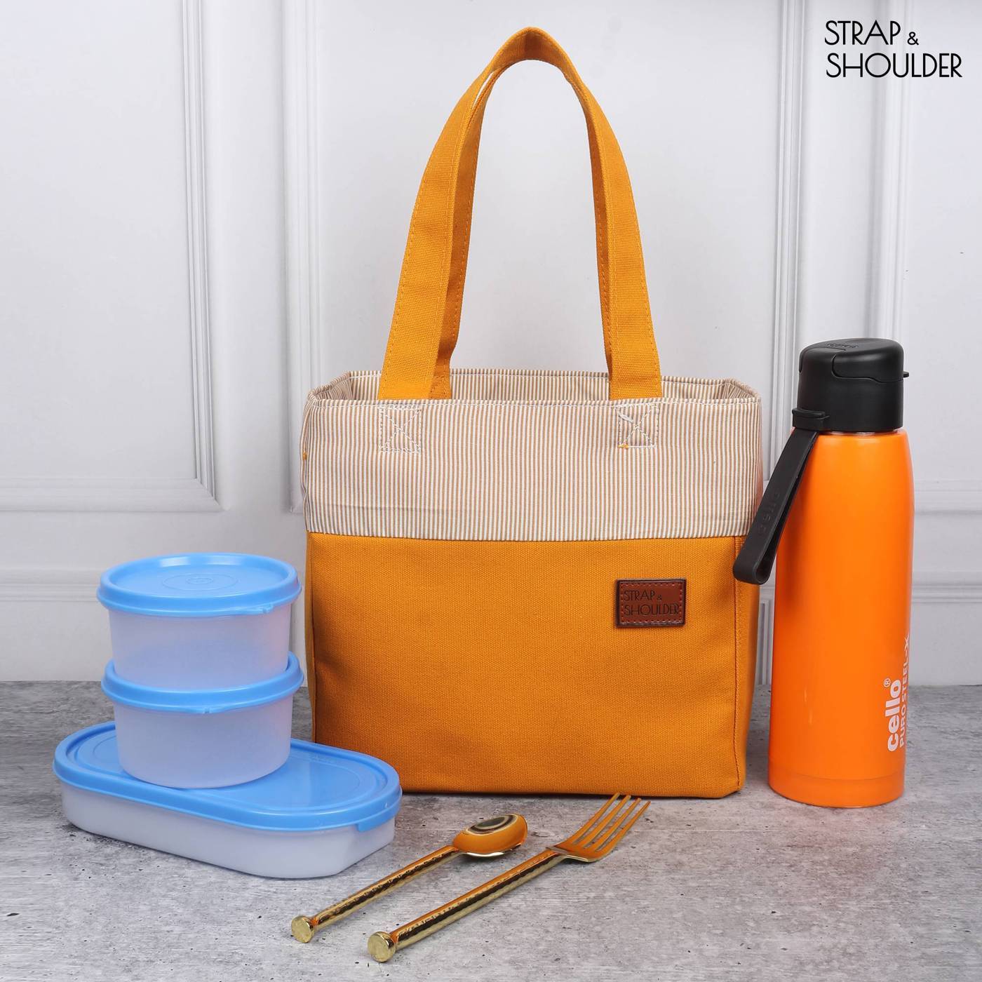 Strap & Shoulder  Canvas Lunch Bag (Mustard)