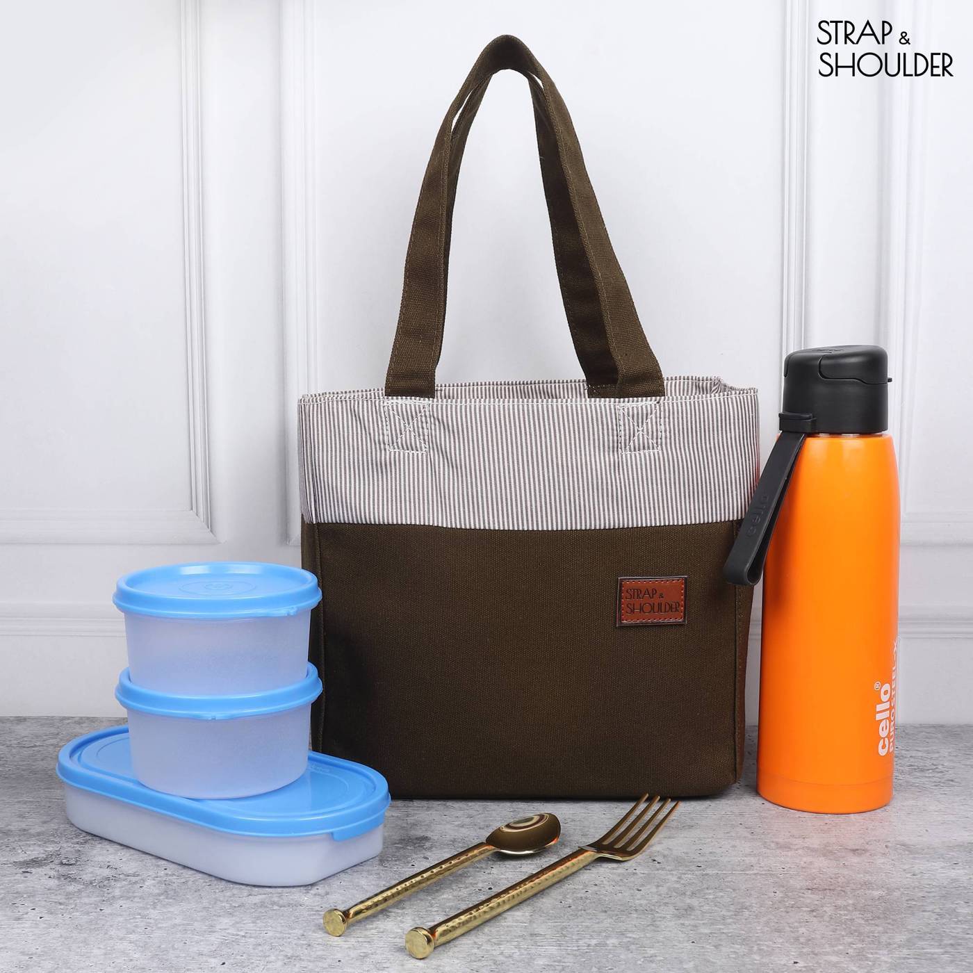 Strap & Shoulder  Canvas Lunch Bag (Olive)